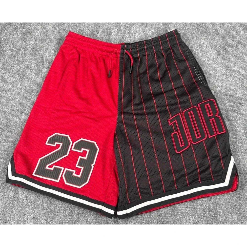 Jordan Boys 8-10Yrs Small Mesh Basketball Shorts Red Black Pinstripe NWT